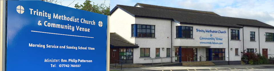 Trinity Methodist Church and Community Venue building and sign in Lisburn